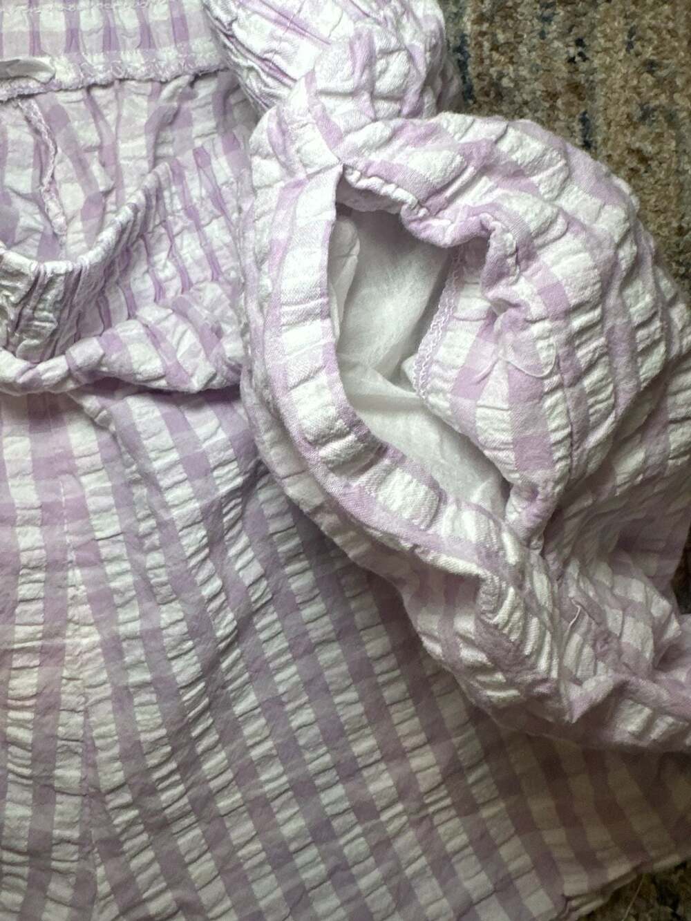 Cotton On Seersucker Gingham Pull On Lounge Shorts Purple US 8 - Picture 3 of 4